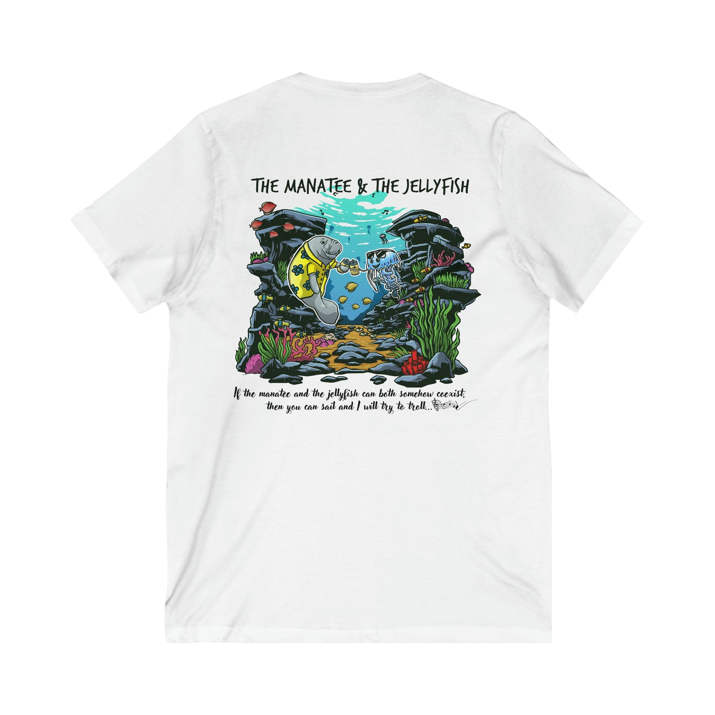 Manatee & The JellyFish Unisex Jersey Short Sleeve V-Neck Tee