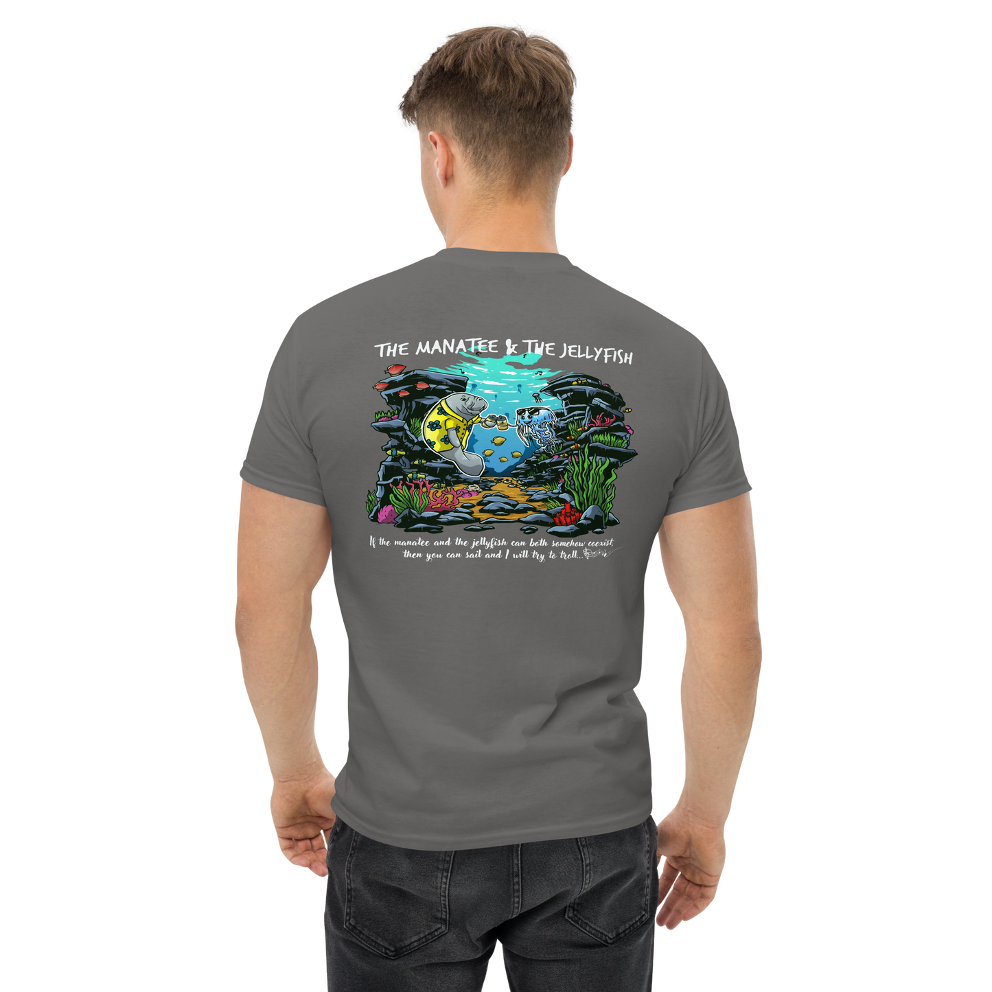 Manatee & The JellyFIsh - Blue JellyFish Men's classic tee - Darker Colors