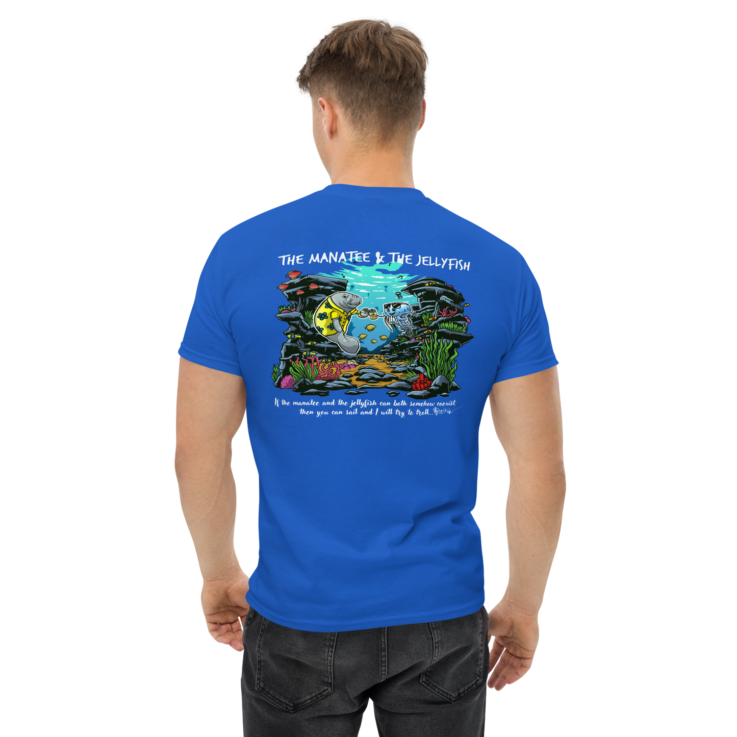 Manatee & The JellyFIsh - Blue JellyFish Men's classic tee - Darker Colors