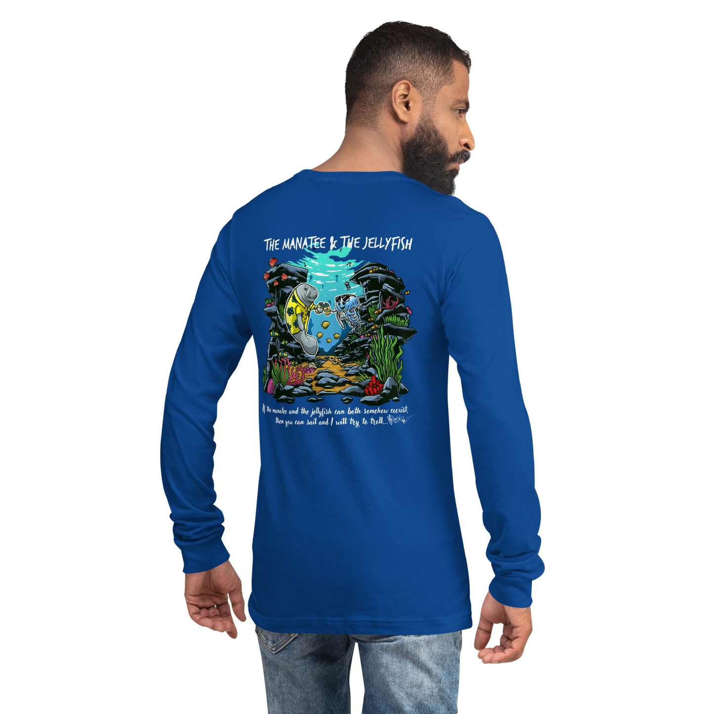 Manatee & The JellyFIsh Unisex Long Sleeve Tee - Darker Colors