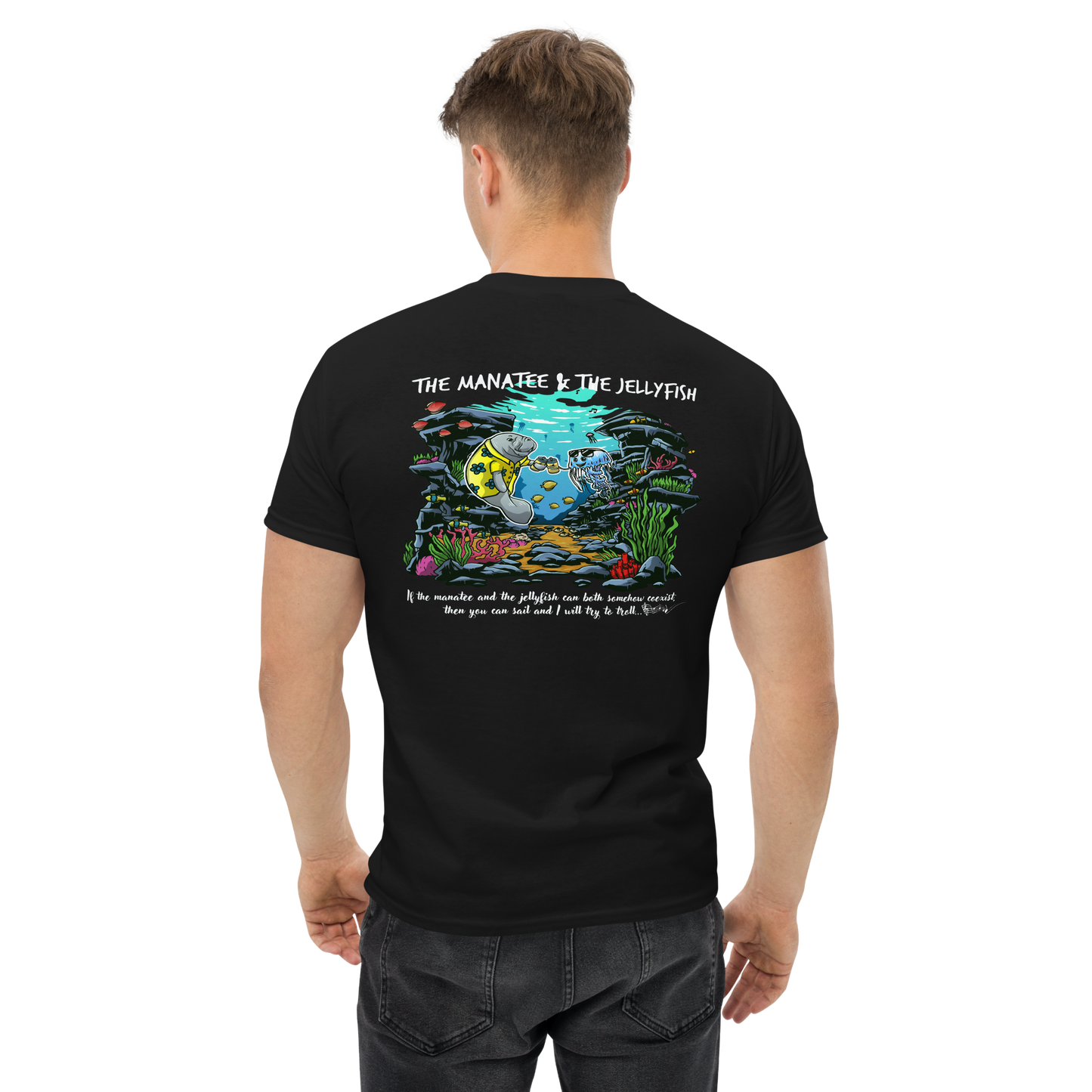 Manatee & The JellyFIsh - Blue JellyFish Men's classic tee - Darker Colors