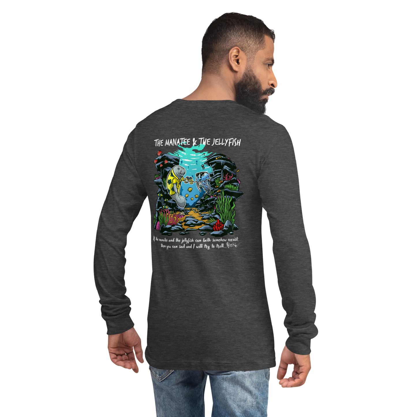 Manatee & The JellyFIsh Unisex Long Sleeve Tee - Darker Colors