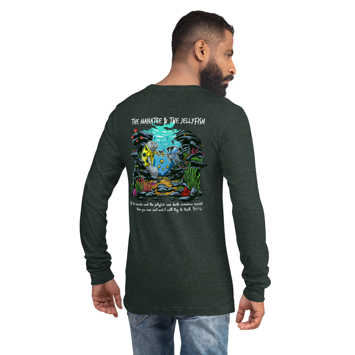 Manatee & The JellyFIsh Unisex Long Sleeve Tee - Darker Colors