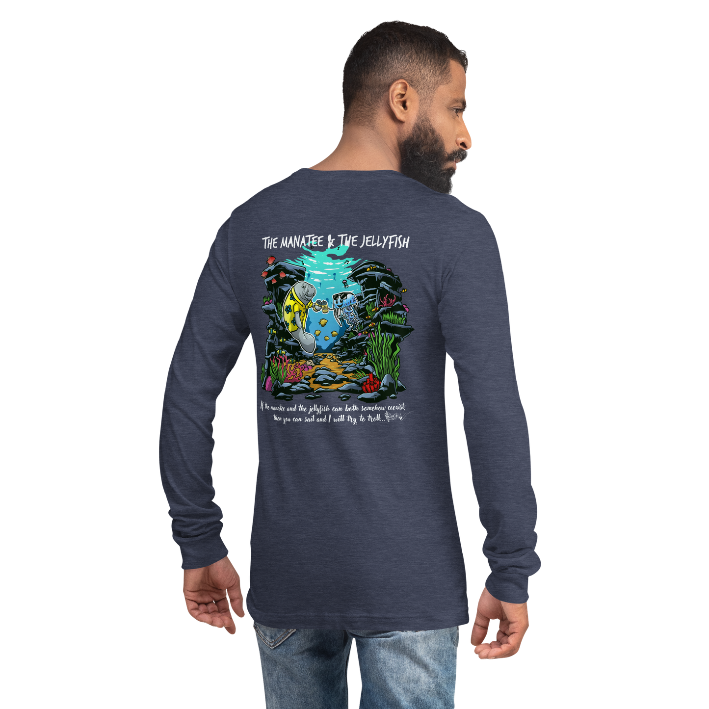 Manatee & The JellyFIsh Unisex Long Sleeve Tee - Darker Colors