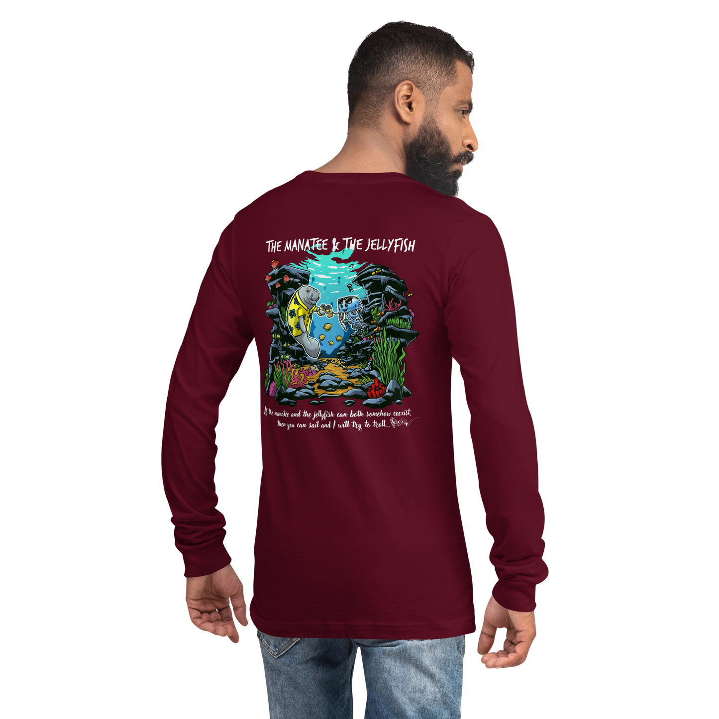 Manatee & The JellyFIsh Unisex Long Sleeve Tee - Darker Colors