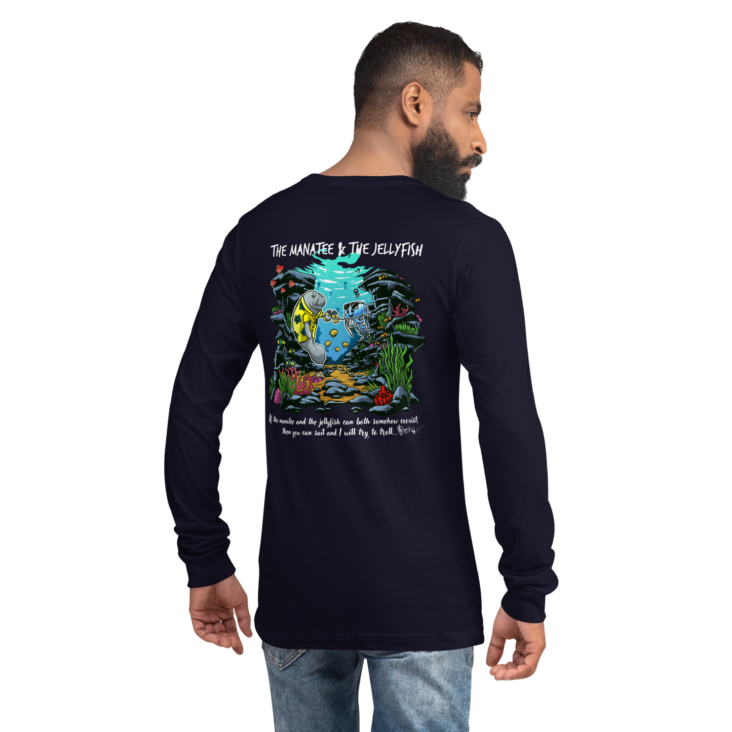 Manatee & The JellyFIsh Unisex Long Sleeve Tee - Darker Colors