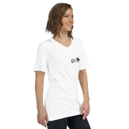 Manatee & The JellyFish Unisex Short Sleeve V-Neck T-Shirt - White